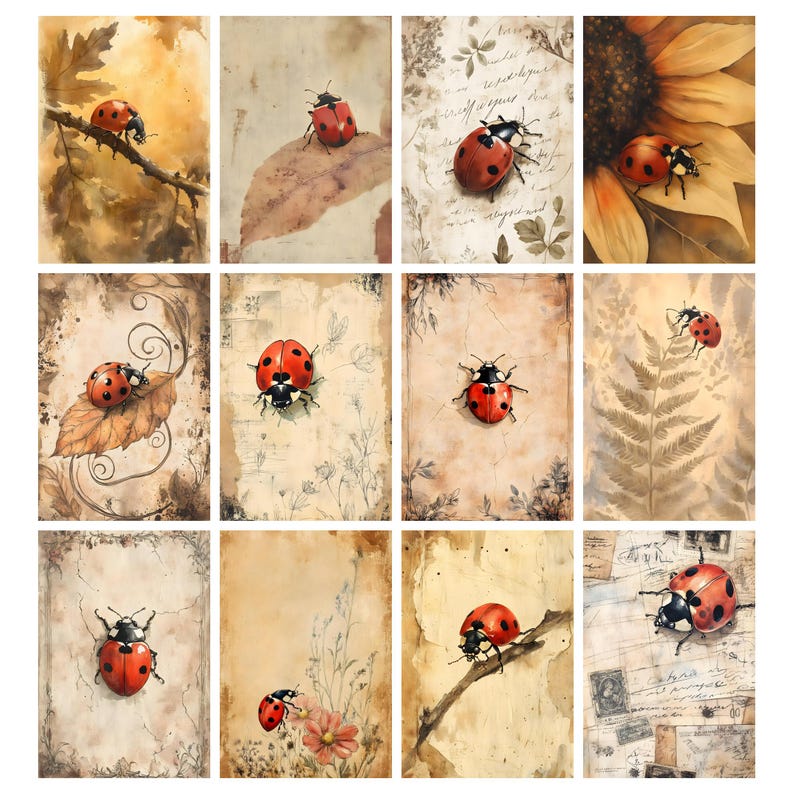 Ladybug Junk Journal Kit, Ladybug Journal Pages, Ladybug Ephemera ...