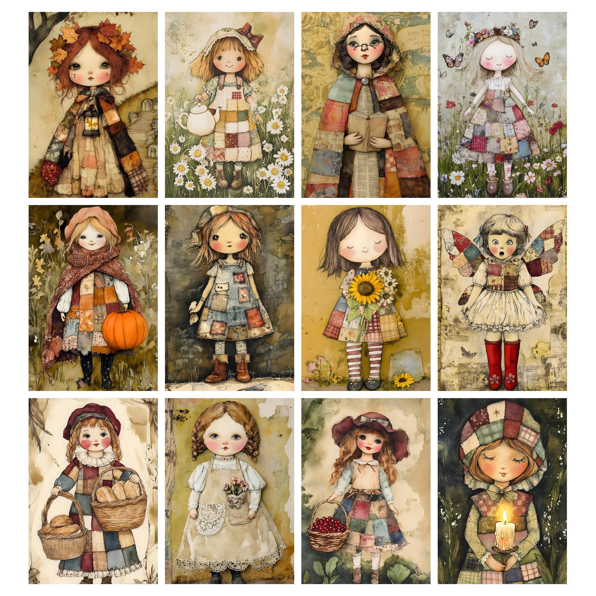 Jumbly Dolls Digital Journal Kit, Grunge Printable Dolls, Printable ...