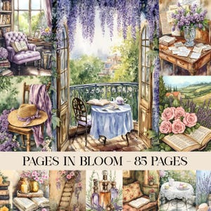 Pages In Bloom Junk Journal Kit, Floral Junk Journal Pages, Vintage Ephemera, Printable Crafting Papers, Scrapbooking, Reading Junk Journal
