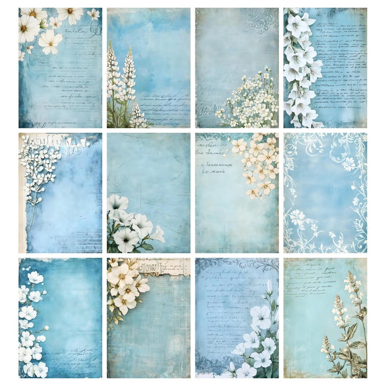 Blue Shabby Chic Junk Journal Printable Pages, Junk Journal Kit ...