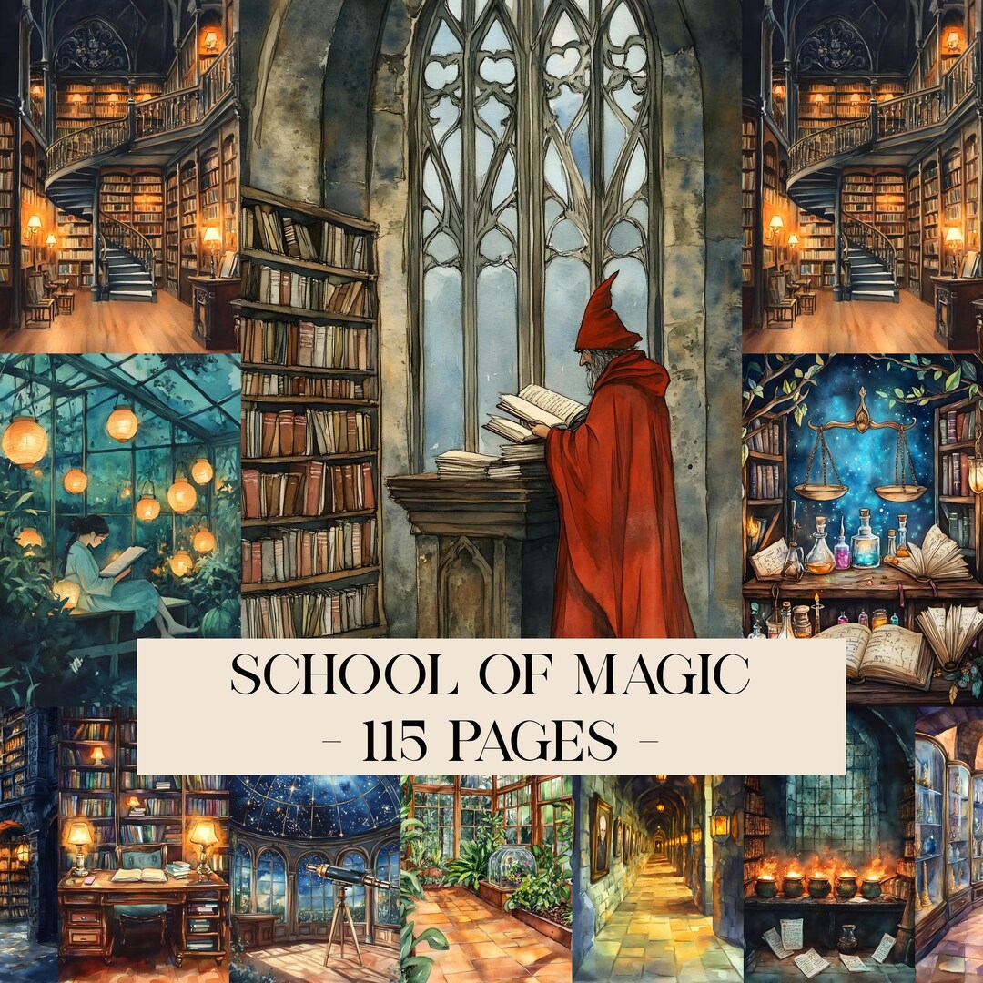School of Magic Junk Journal Digital Kit Printable, Wizard Digital ...