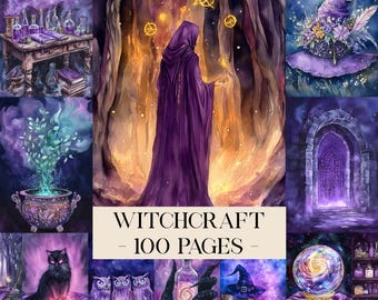 Witchcraft Junk Journal Pages, Printable Spell Book, Potion Collage Sheet, Witchcraft Ephemera, Witchy Junk Journal Kit, Scrapbook Papers