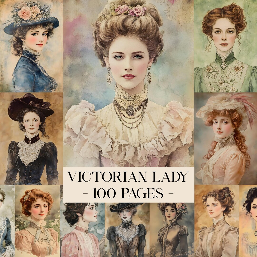 Victorian Lady Junk Journal Pages, Vintage Journaling Kit, Vintage Lady ...