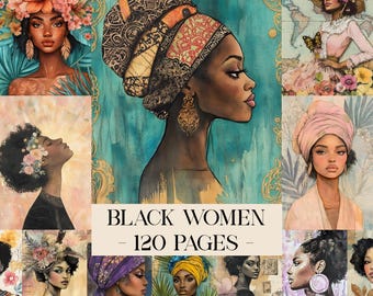 Black Women Junk Journal, African American Junk Journal Kit, Digital Papers, Printable Ephemera, Digital Journal Kit, Black Woman Journal