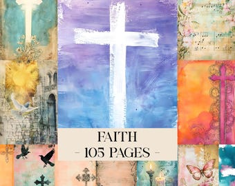 Faith Junk Journal Pages, Faith Papers, Printable Belief Junk Journal Kit, Faith Pages, Confidence Journal, Trust Ephemera Christian Journal