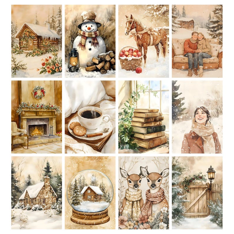 Winter Rustic Christmas Junk Journal Pages, Scrapbook Printable ...