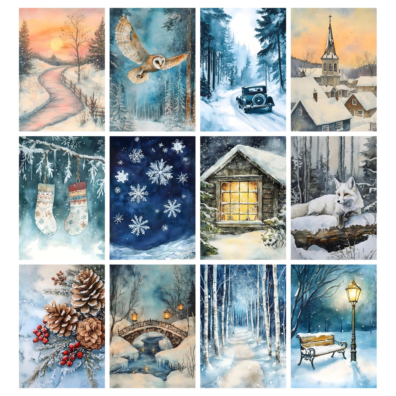 Winter Junk Journal Kit, Snow Collage Printable Journal Pages, Vintage ...