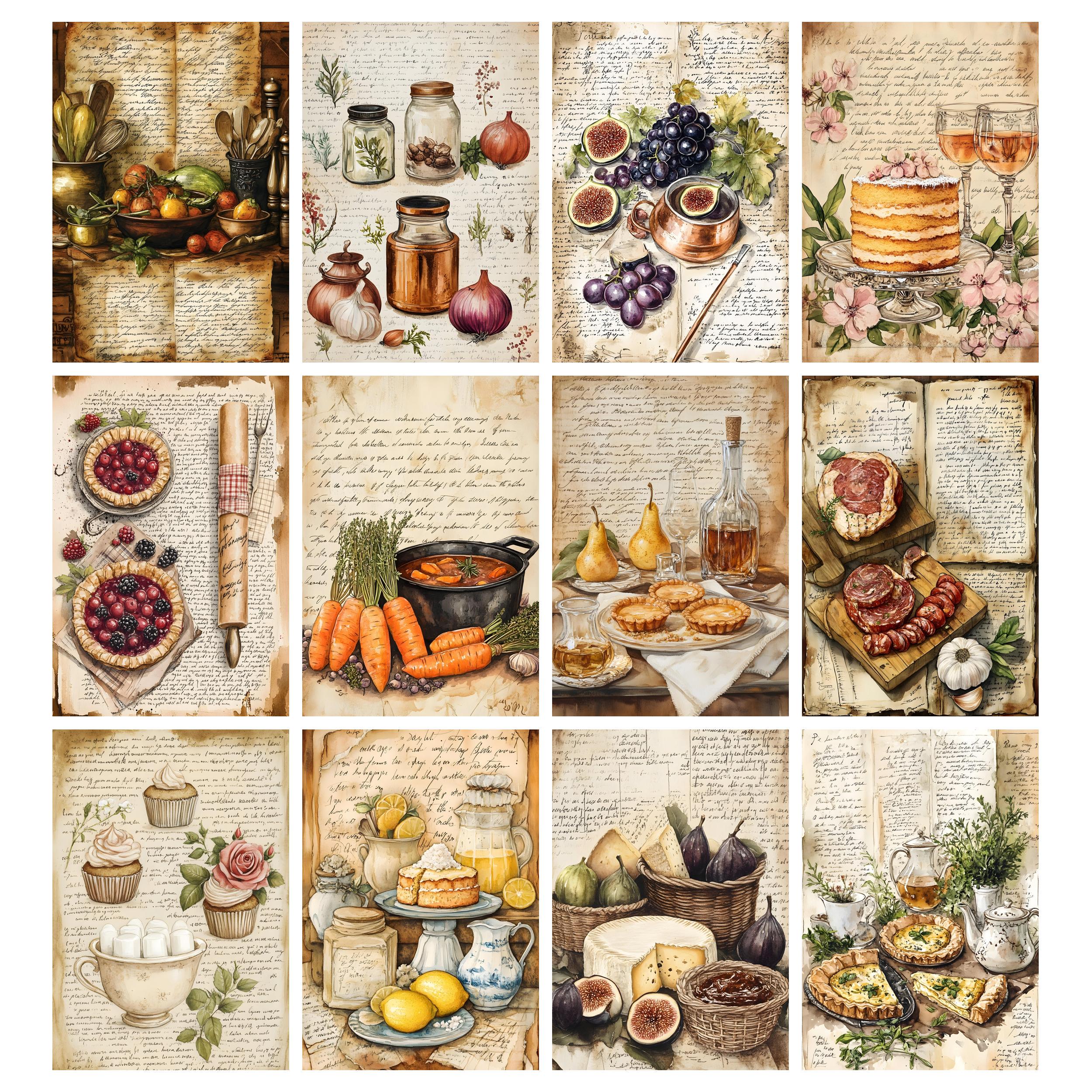 Vintage Cookbook Junk Journal Pages, Cooking Printable, Baking Collage ...