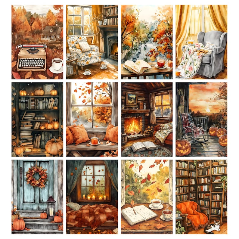 Cozy Fall Junk Journal Kit, Autumn Junk Journal Pages, Autumn Scene ...