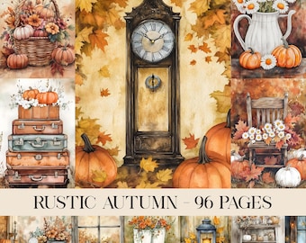 Rustic Autumn Junk Journal Kit, Vintage Autumn Printable Pages, Autumn Scrapbooking Paper, Fall Collage Sheet, Vintage Ephemera, Fall Images