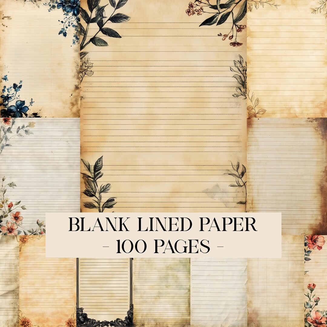 Blank Lined Junk Journal Pages, Printable Background Papers for Junk ...
