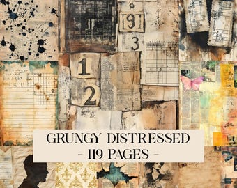Digital Junk Journal Druckbares Grungy Beunruhigtes Papier, Vintage Antik, Grungy Seiten, Scrapbooking Papier, Collage Kit druckbare Seiten
