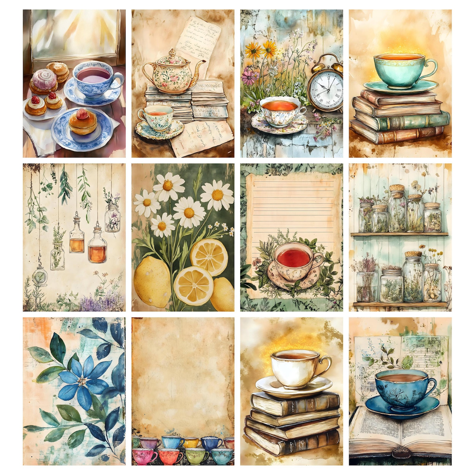 Tea Time Junk Journal Printable Kit Tea Party Digital Download Vintage ...
