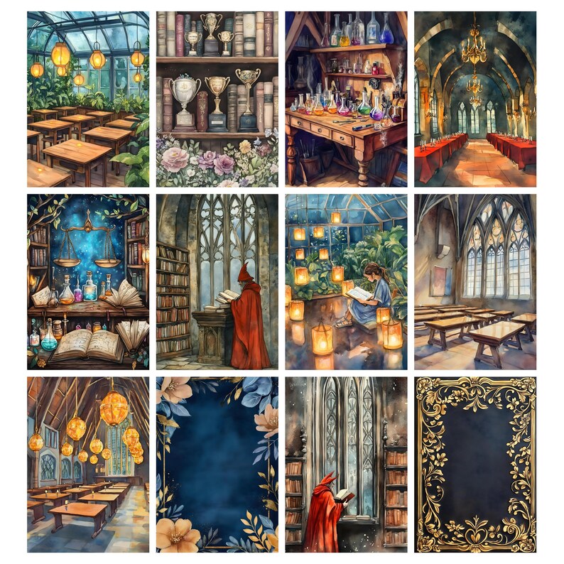 School of Magic Junk Journal Digital Kit Printable, Wizard Digital ...