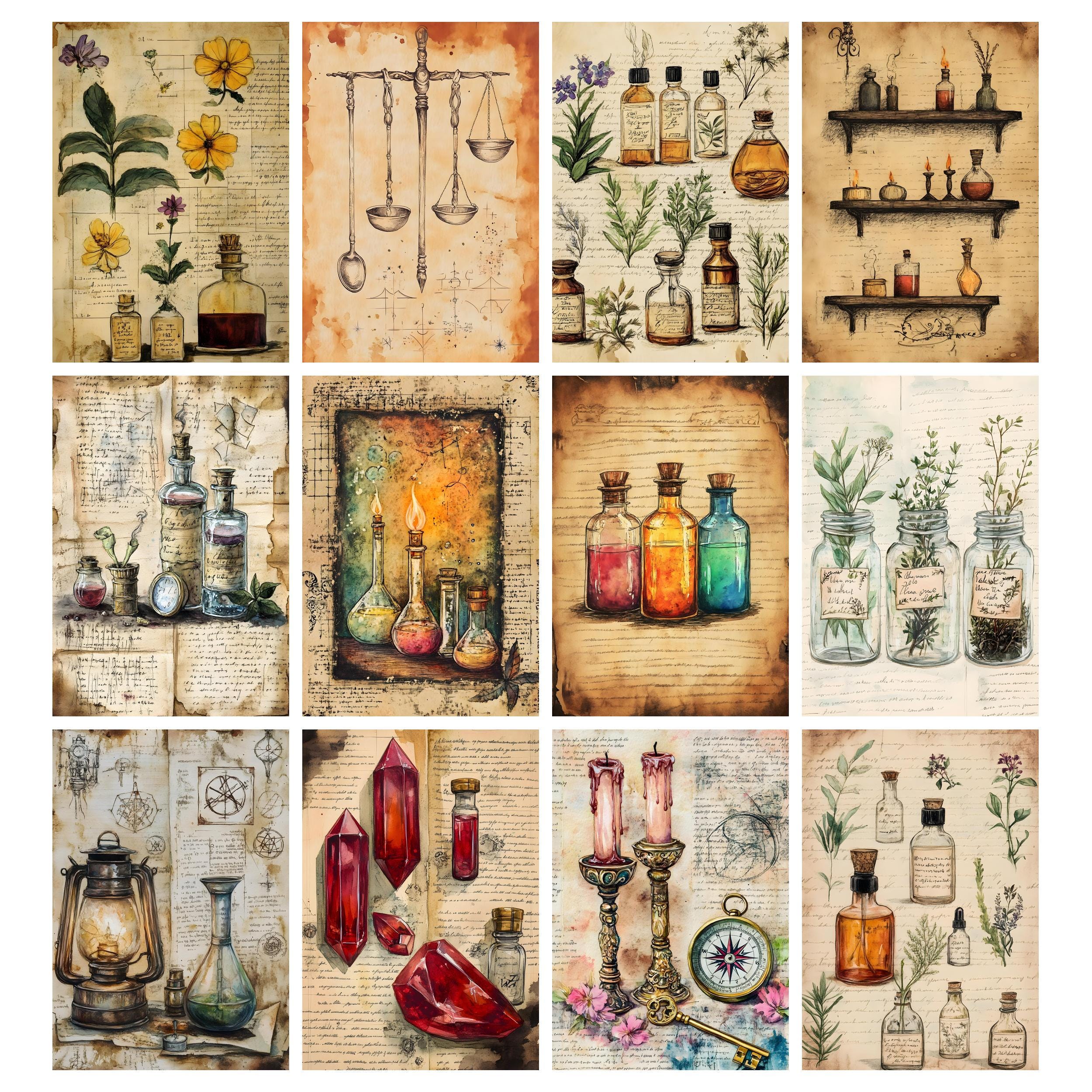 Book of Witchcraft Junk Journal Pages, Digital Scrapbook Papers, Mystic ...