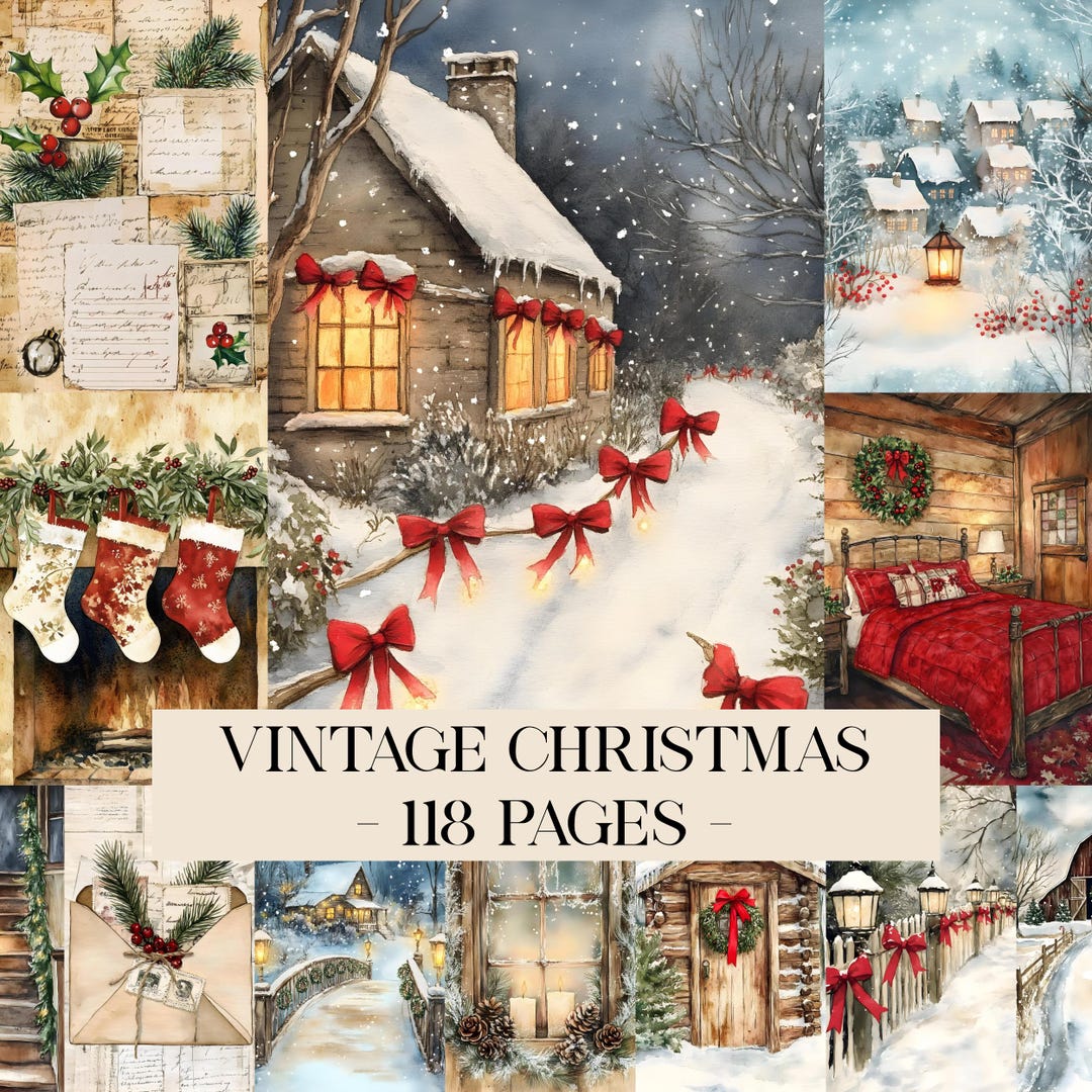 Vintage Christmas Junk Journal Kit Christmas Papers Printable Ephemera ...