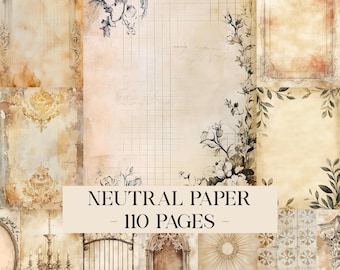 Neutral Paper Printable, Neutral Old Paper, Shabby Chic Journaling Paper, Vintage Neutral Scrapbooking Paper, Grungy Papers Digital Download