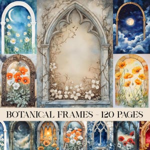 Cadres botaniques floraux, cadres Art nouveau, cadres fleuris, cadres pour scrapbooking et carnet de bord, vintage, style art déco, images imprimables