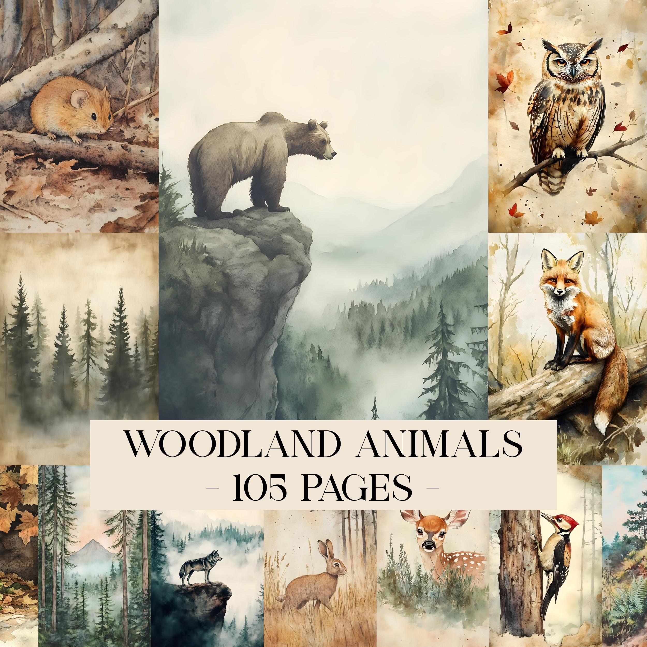 Watercolor Forest Junk Journal Printable Pages, Woodland Animals Junk ...