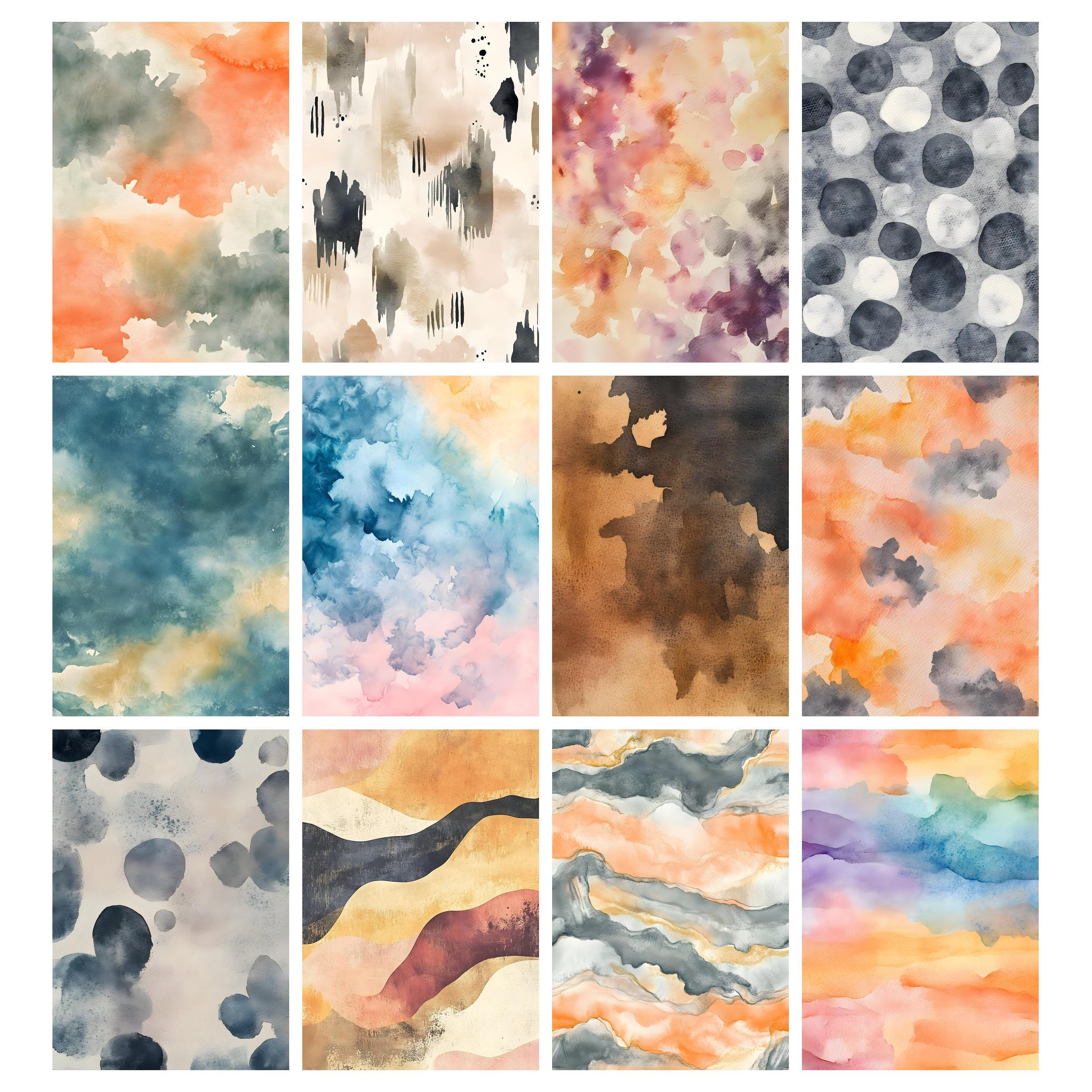 Watercolor Earth Tones Digital Paper Pack Neutral Boho Junk Journal ...