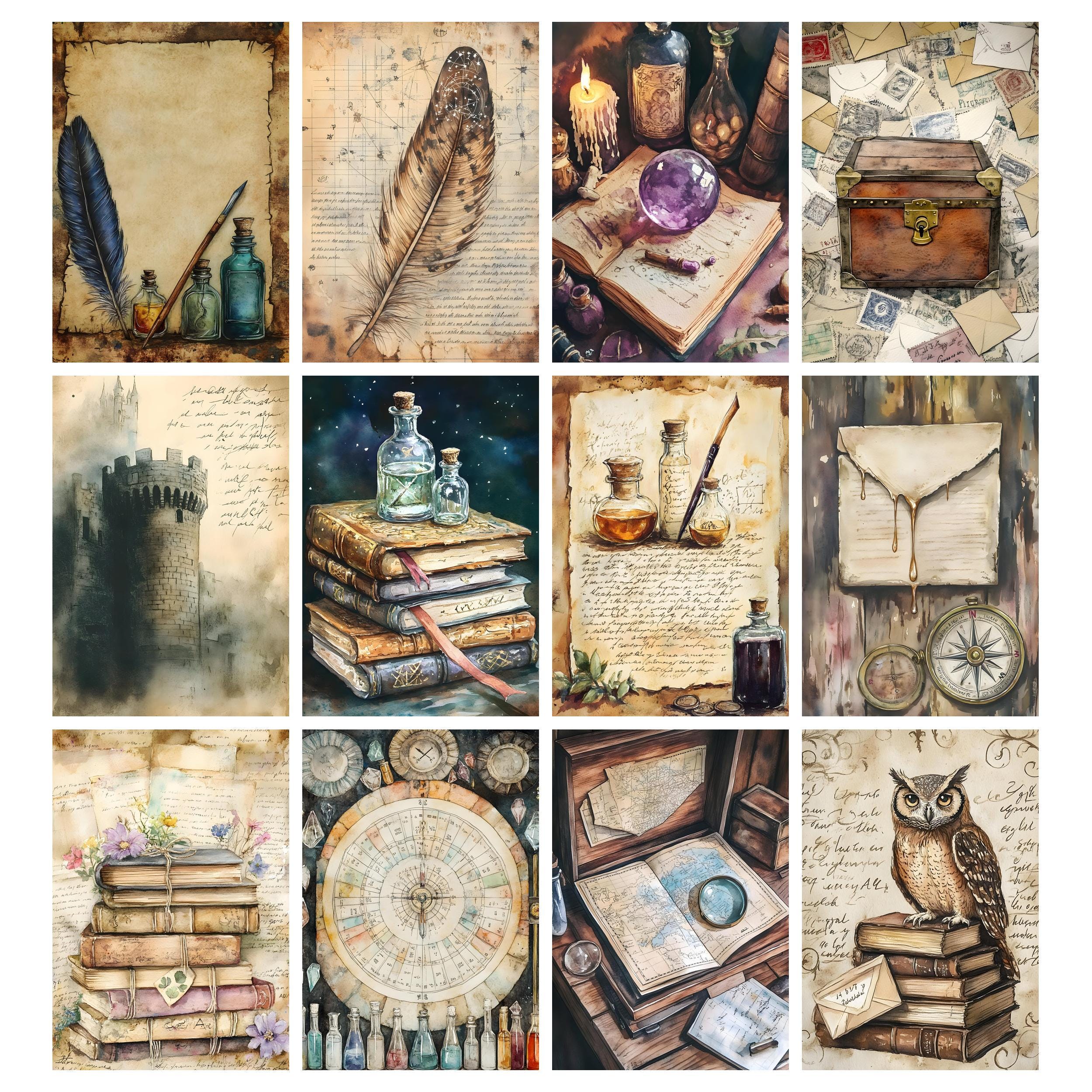Wizards and Books Junk Journal Digital Kit Printable, Wizard Digital ...