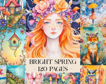 Bright Spring Junk Journal Kit, Spring Pages, Nature Junk Journal Pages, Spring Journal, Spring Ephemera, Spring Digital Papers Scrapbooking