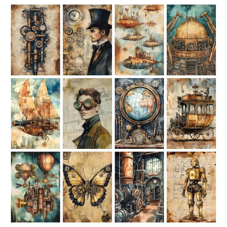 Vintage Steampunk Junk Journal Kit, Instant Download, Digital Scrapbook ...