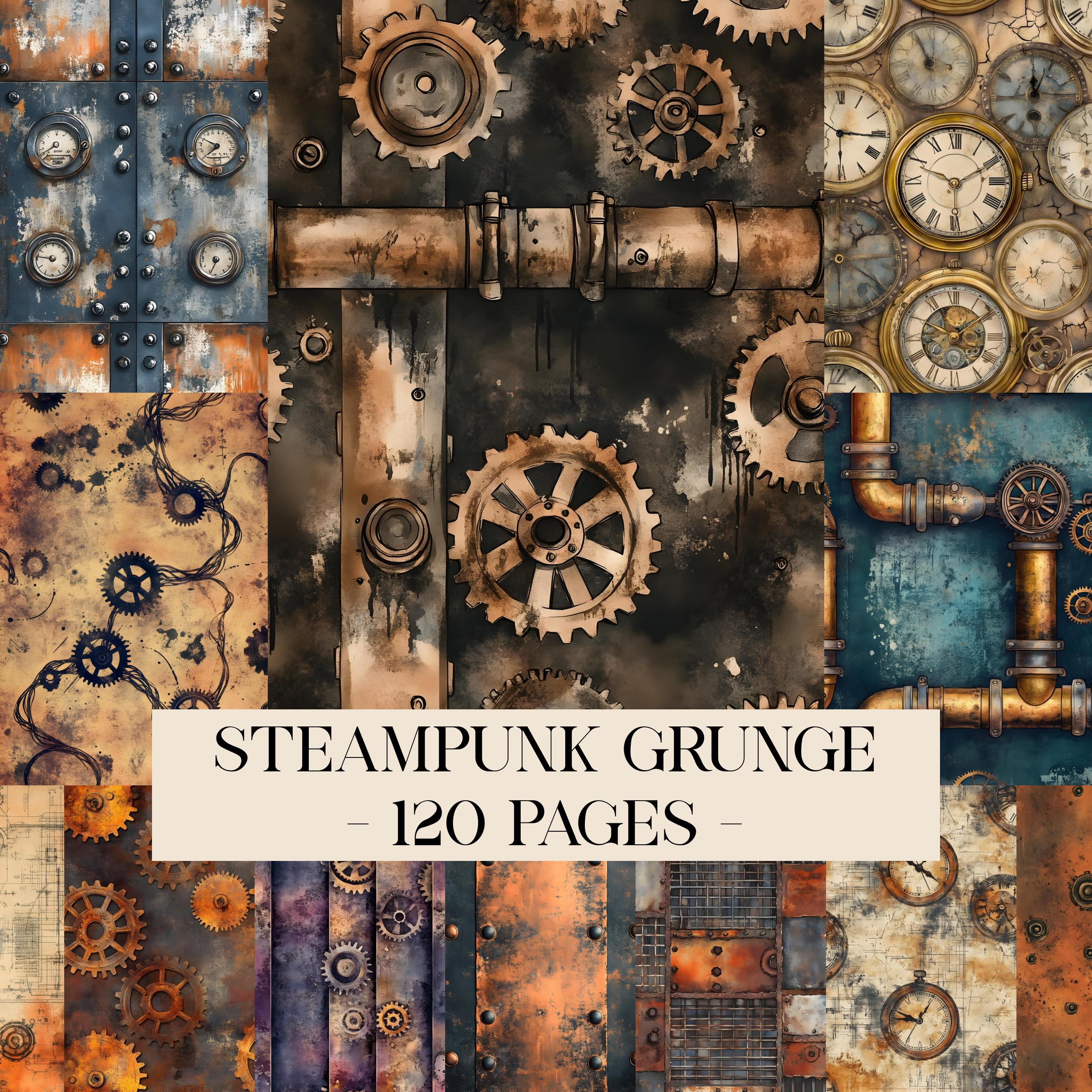 Steampunk Grunge Patterns, Vintage Steampunk Junk Journal Kit ...