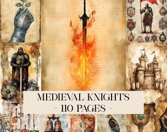 Medieval Knights Junk Journal Pages, Medieval Fantasy Junk Journal Kit, Medieval Paper, Medieval Ephemera Printable Fantasy Scrapbook Papers