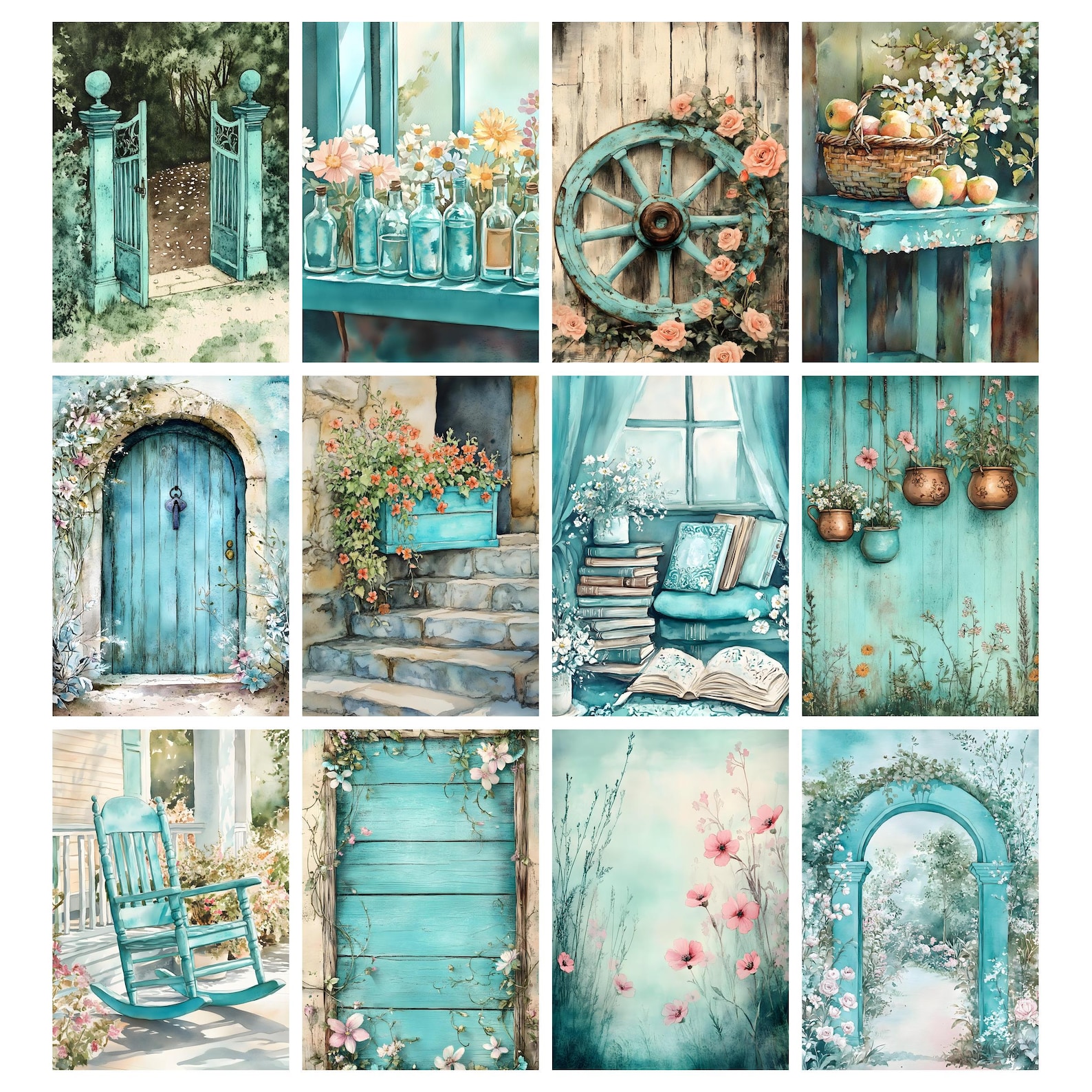 Cozy Cottage Junk Journal Pages, Shabby Chic Papers, Cottage Ephemera ...
