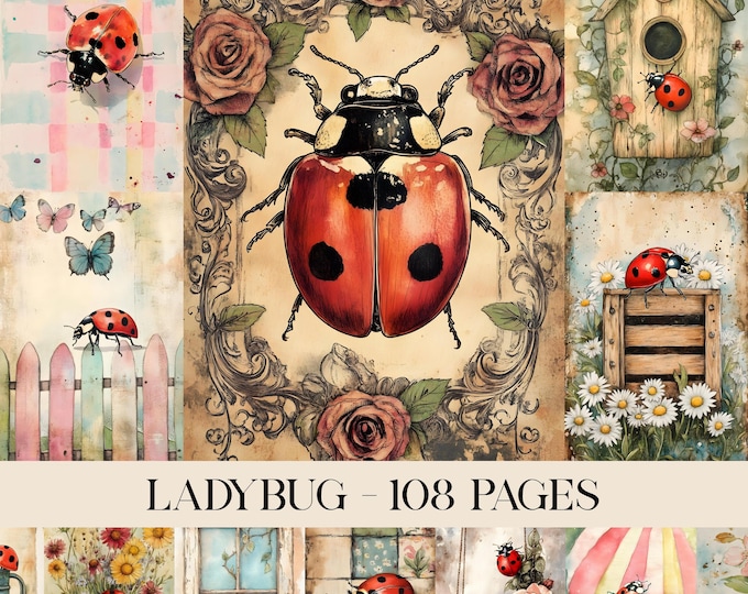 Ladybug Junk Journal, Vintage Insect Printable Ephemera, Lady Bug ...