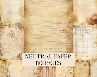 Neutral Paper Printable, Neutral Base Pages Printable, Shabby Chic Journaling Paper, Vintage Neutral Scrapbooking Paper, Digital Download