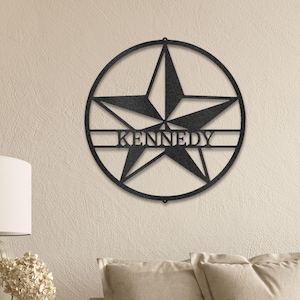 Star Custom Metal Wall Art, Personalized Rustic Farmhouse Sign, Western Star Wall Decor, Unique Family Name Metal Art Gift, Home Decor