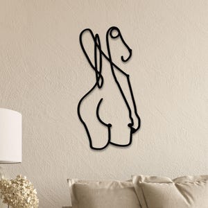 Abstract Female Body Line Art Metal Wall Decor, Minimalist Black Iron Wall Sculpture, Modern Woman Outline Art, Boho Room Decoration