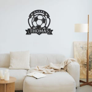 Soccer Plaque Personalized Gifts – Custom Metal Wall Art Sign with Name, Sports Lover Home Decor, Unique Soccer Player Team Gift Decor