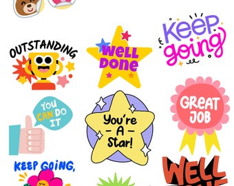 100 Kids Reward Stickers pack  Printable | Classroom Behavior Chart Incentive Sheet (Digital Download)