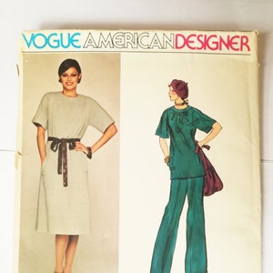 Sewing Pattern for a Dress and flared Trousers, Vogue Paris Original 1402, Designer Jerry Silverman, Size UK 10, Uncut