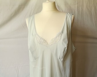 Vintage Slip or Nylon Night Dress Lingerie Dress Pastel Grey Size XXXL UK 20 22