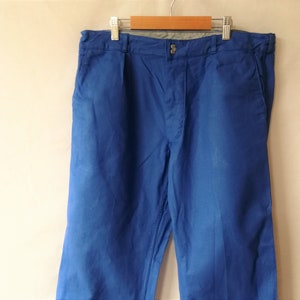 French Workwear Trousers Bleu De Travail Waist 34.5 Blue Sanforized Cotton Blue Work Pants French Vintage