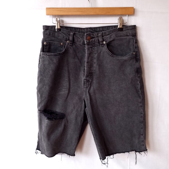 【KOOLOSET】Grayish Washing Bermuda Denim Denim Cut off Shorts Jorts Waist 30in Charcoal Grey Jeans