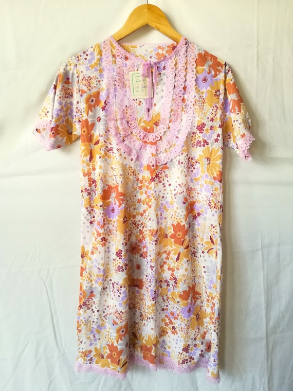 Floral Nightgown Lingerie Dress Nylon with Lace a… - image 2