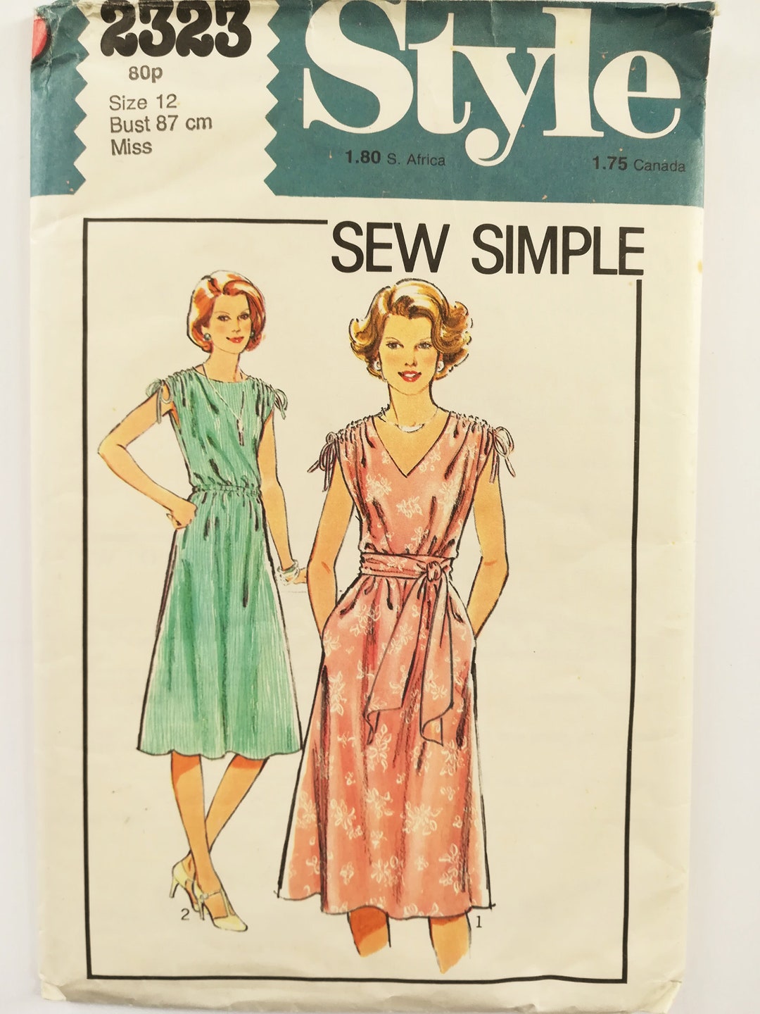 Dress Sewing Pattern With Gathered Shoulders Fabric Sash Belt ...