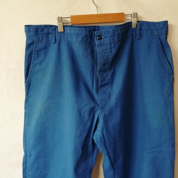 Pantalon de travail français Bleu De Travail taille 40 en pantalon de travail bleu Adolphe Lafont vintage des années 80