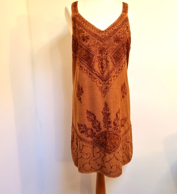 90s boho dress Vintage 90s Floral Boho Smock Dress (L)