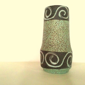 Mid Century Modern Vase Scheurich German Pottery 60s Home Decor Aqua Grey Fat Lava Vase