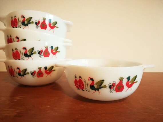 Pyrex Bowls Fowl Play Pattern Small Bowls Casserole Mini Bowls 