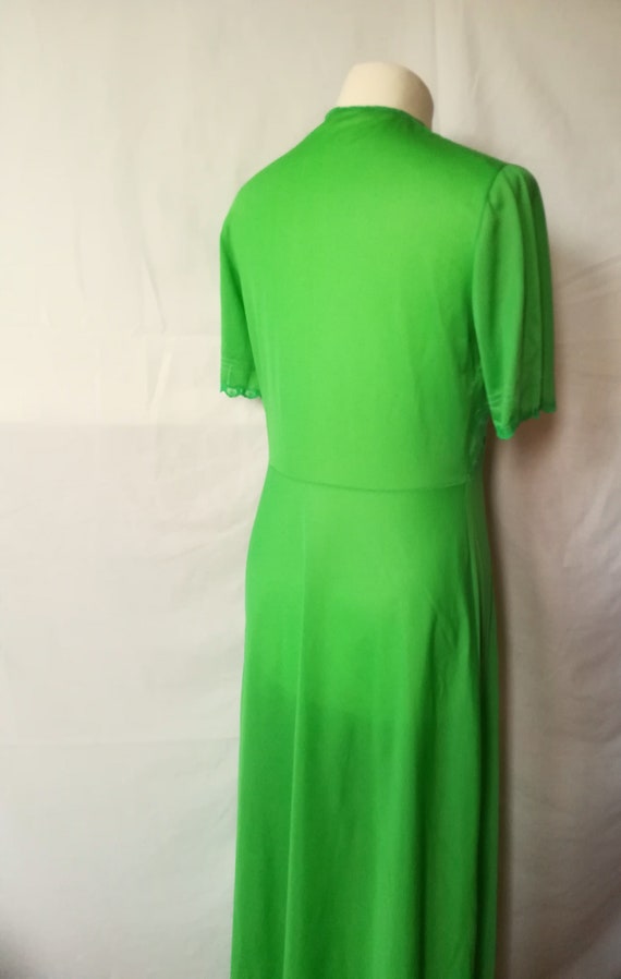 Vintage Nightgown Lingerie Dress Green with Lace … - image 3