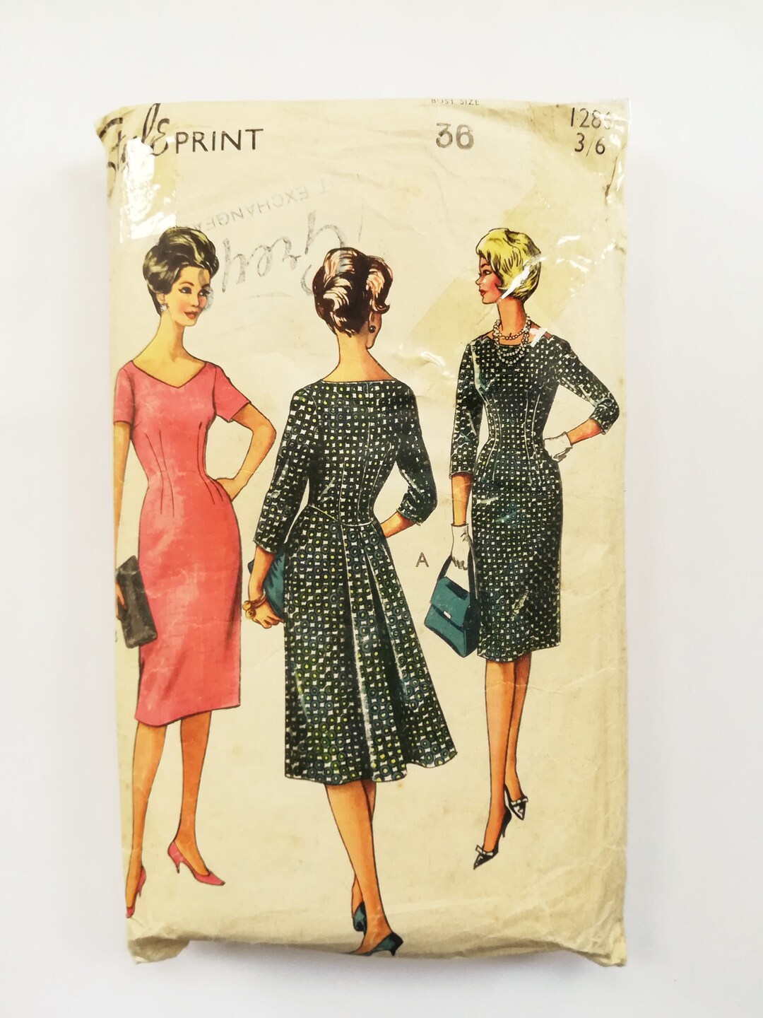 60s Dress Sewing Pattern Style Print 1286 Bust Size 36in Etsy