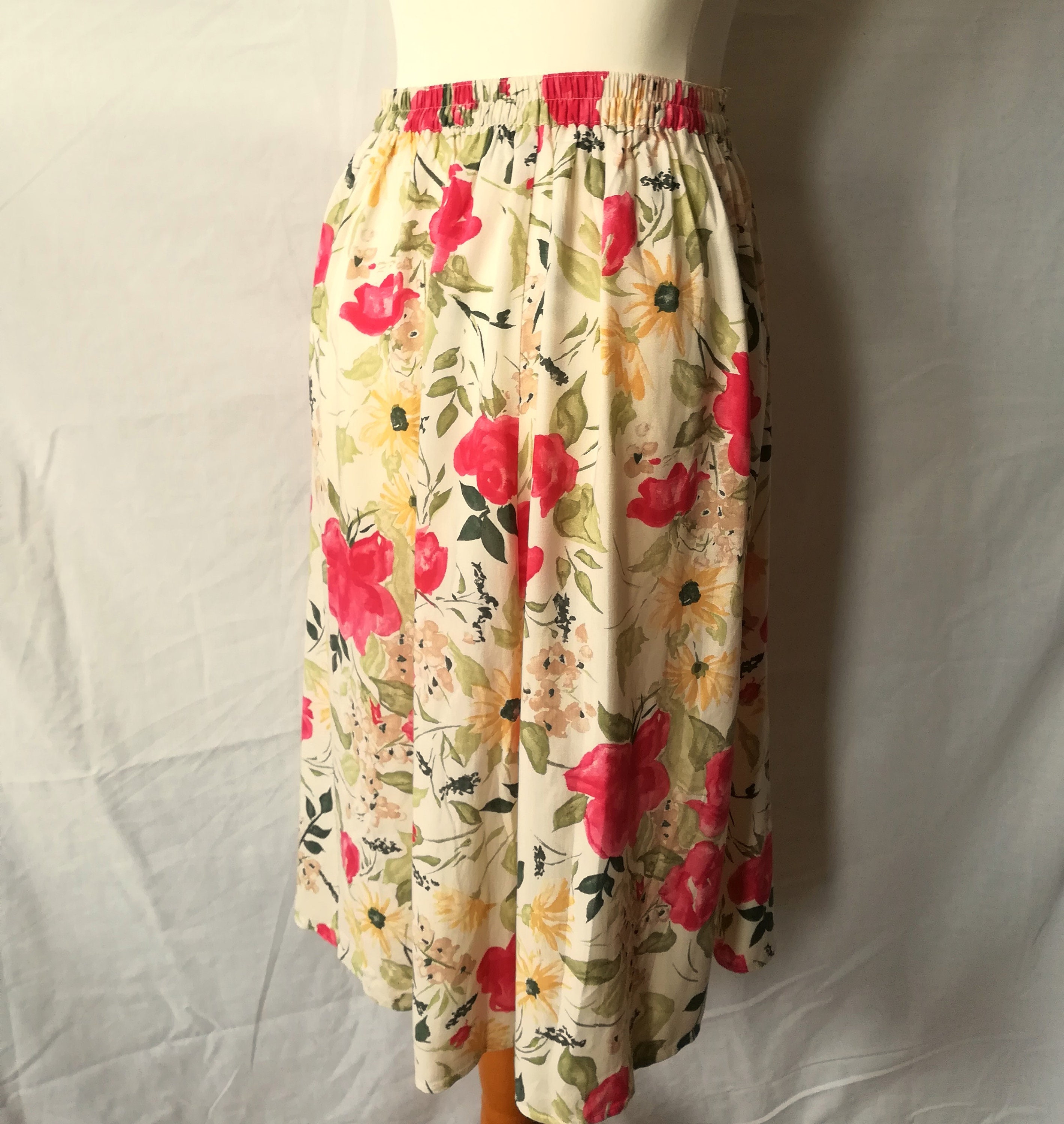 Jastie-Jupe longue plissée à imprimé floral rétro pour femme,taille
