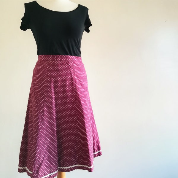 A Line Skirt Dirndl Skirt Waist 39 in Size Large Full Trachten Skirt Vintage 60s Raspberry Pink